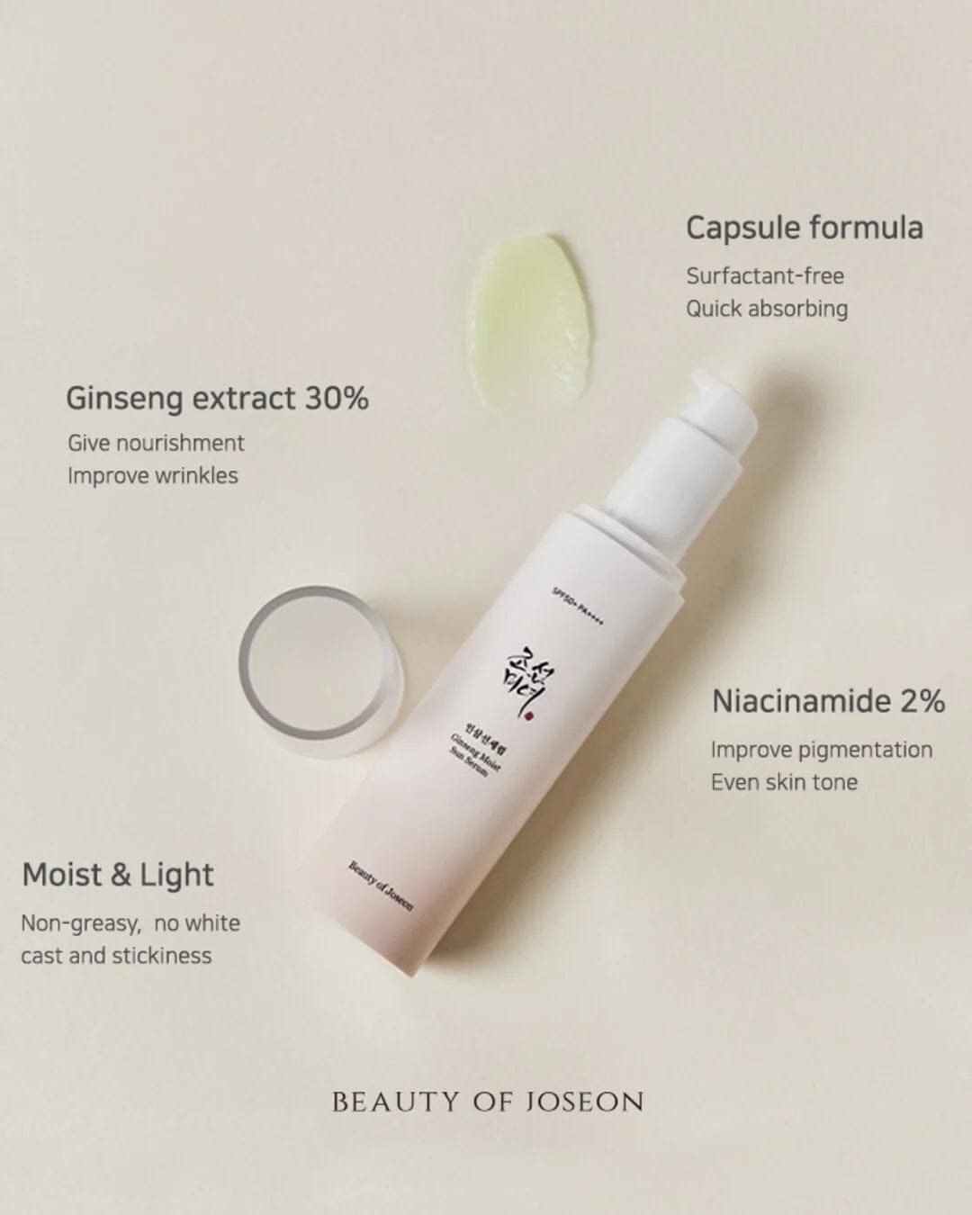 Beauty of Joseon: GINSENG MOIST SUNSCREEN SERUM SPF50+ PA++++ 50ML